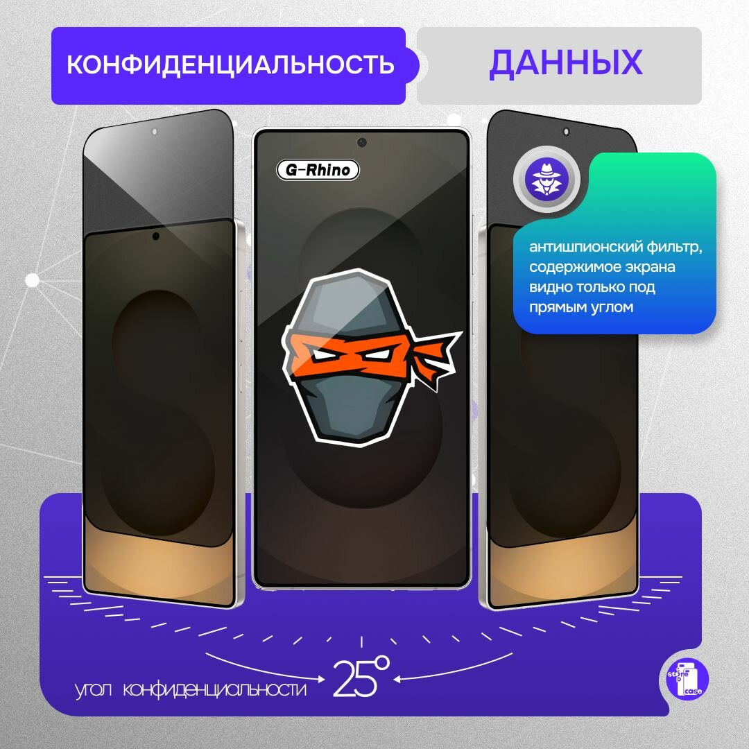 Защитное стекло G-Rhino антишпион для Samsung Galaxy S25 Ultra — фото 1