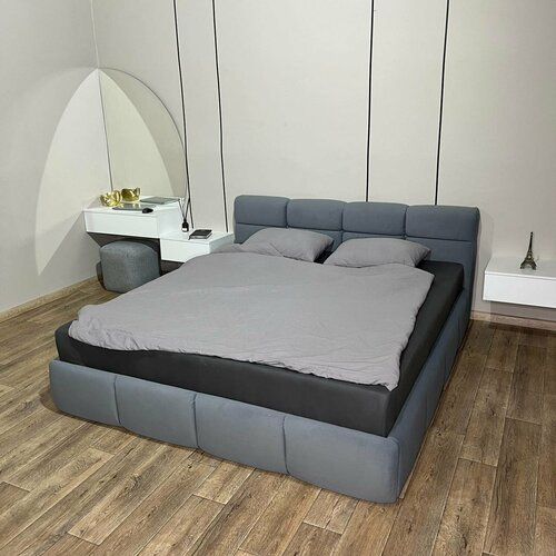 VIERO Двуспальная кровать Марракеш мягкое изголовье с размером спального места 200х200 с ортопедическим основанием и подъемным механизмом 64040₽