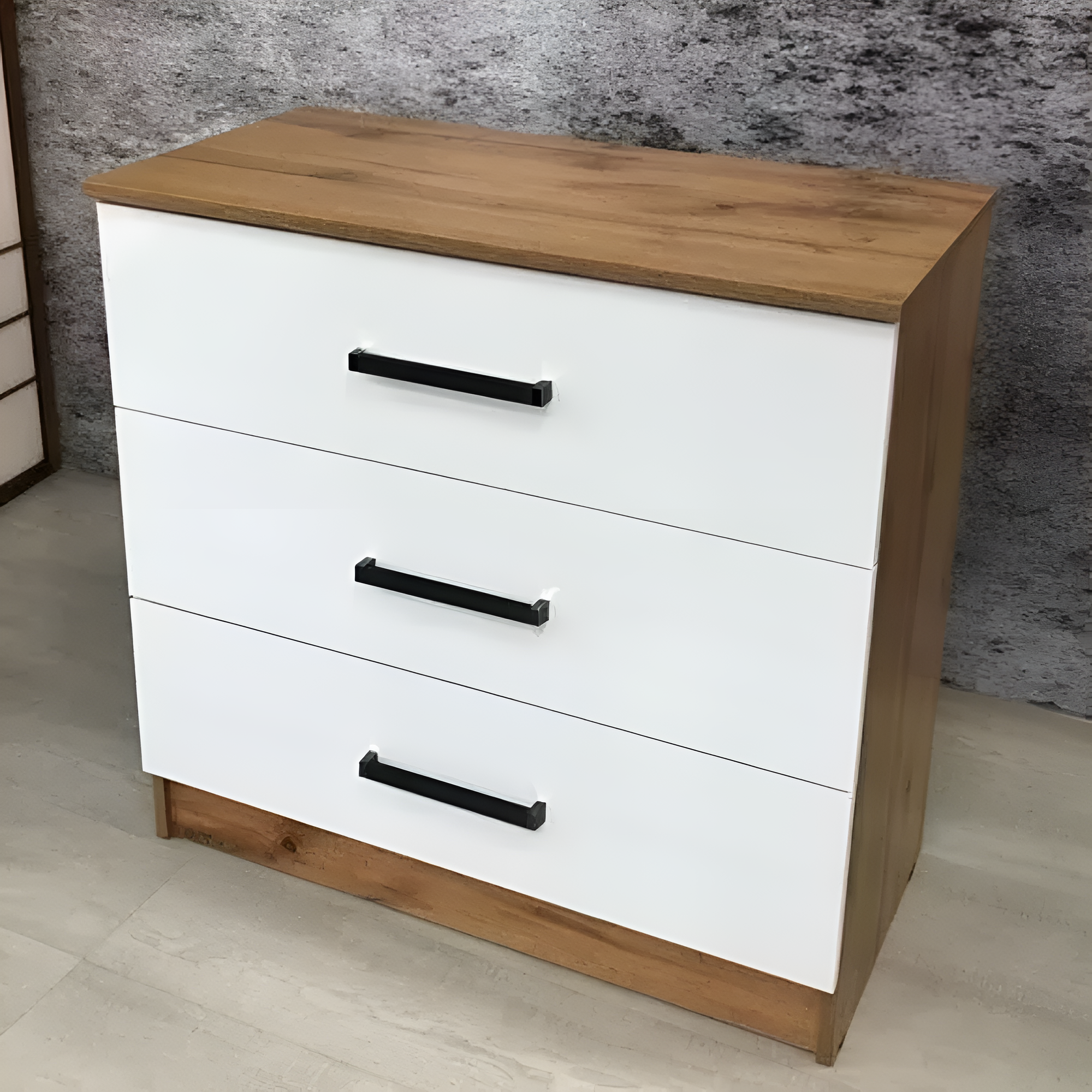 Комод Адель, 3 выдвижных ящика, шириной 78 см, вотан/белый, ЛДСП, 78х40х80 см — фото 1