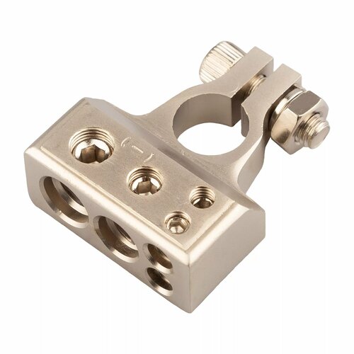 Клемма АКБ WB53B хром минус (для акустики, под зажим провода 4 болтами М10-1шт, М8-1шт, М6-2шт.)