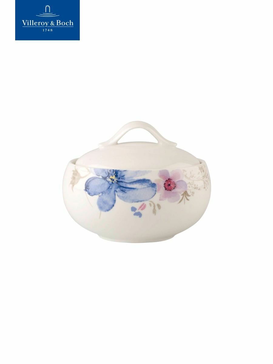 Сахарница с крышкой, 450 мл, Mariefleur Gris Basic, Villeroy & Boch, Премиум-Фарфор