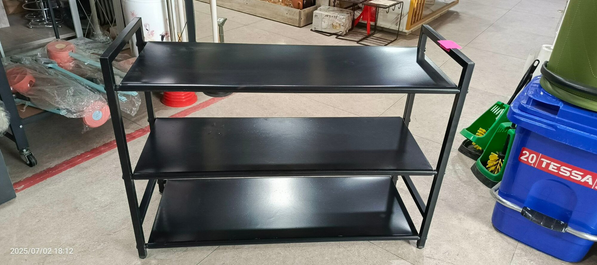 Обувница открытая, металл,50 см, 3 этажа, вместимость 2 пары, цвет черный — фото 1