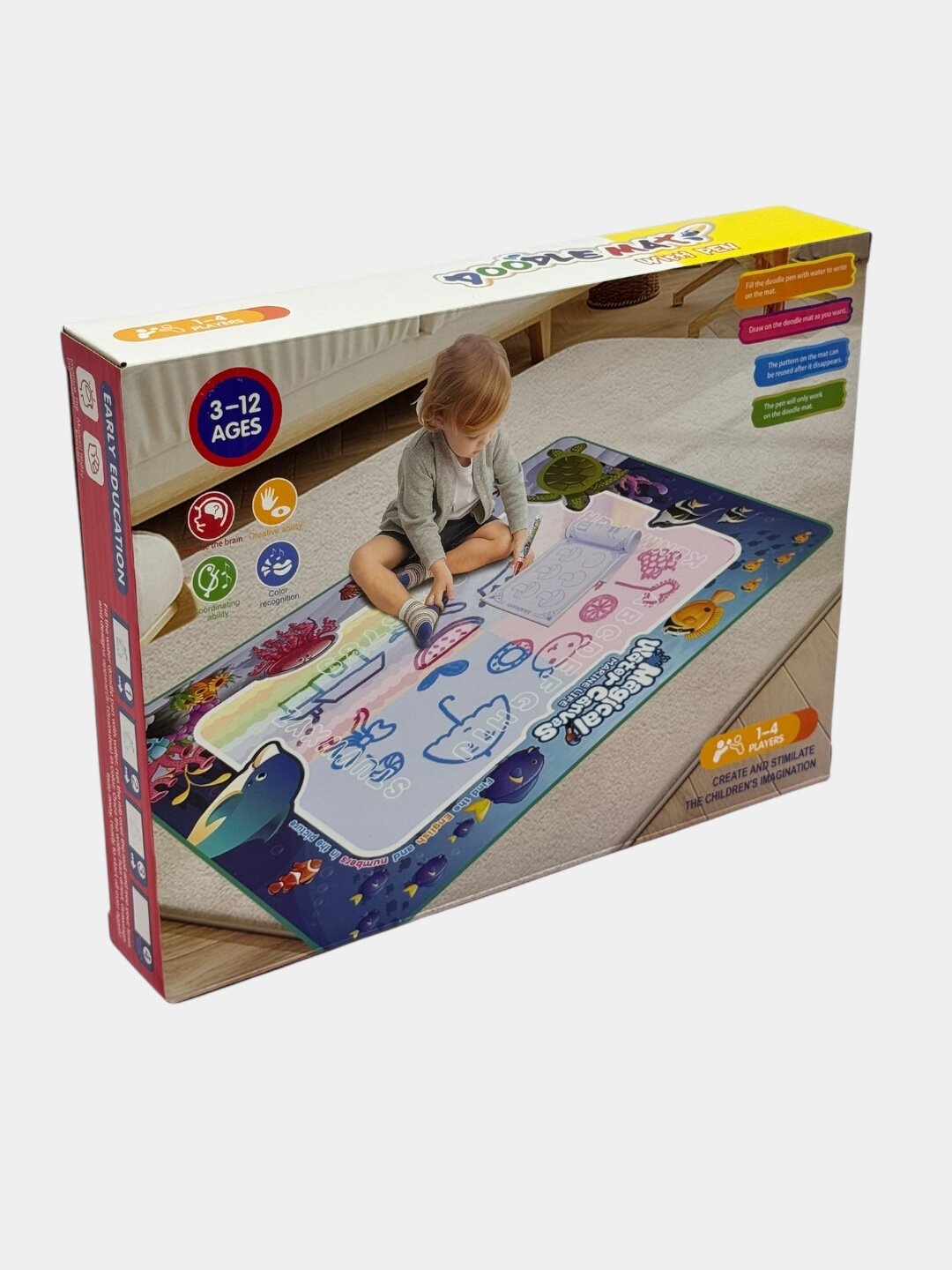 Развивающий коврик для рисования водой Aqua Magic с морскими обитателями 90x60 см. Код. 27215