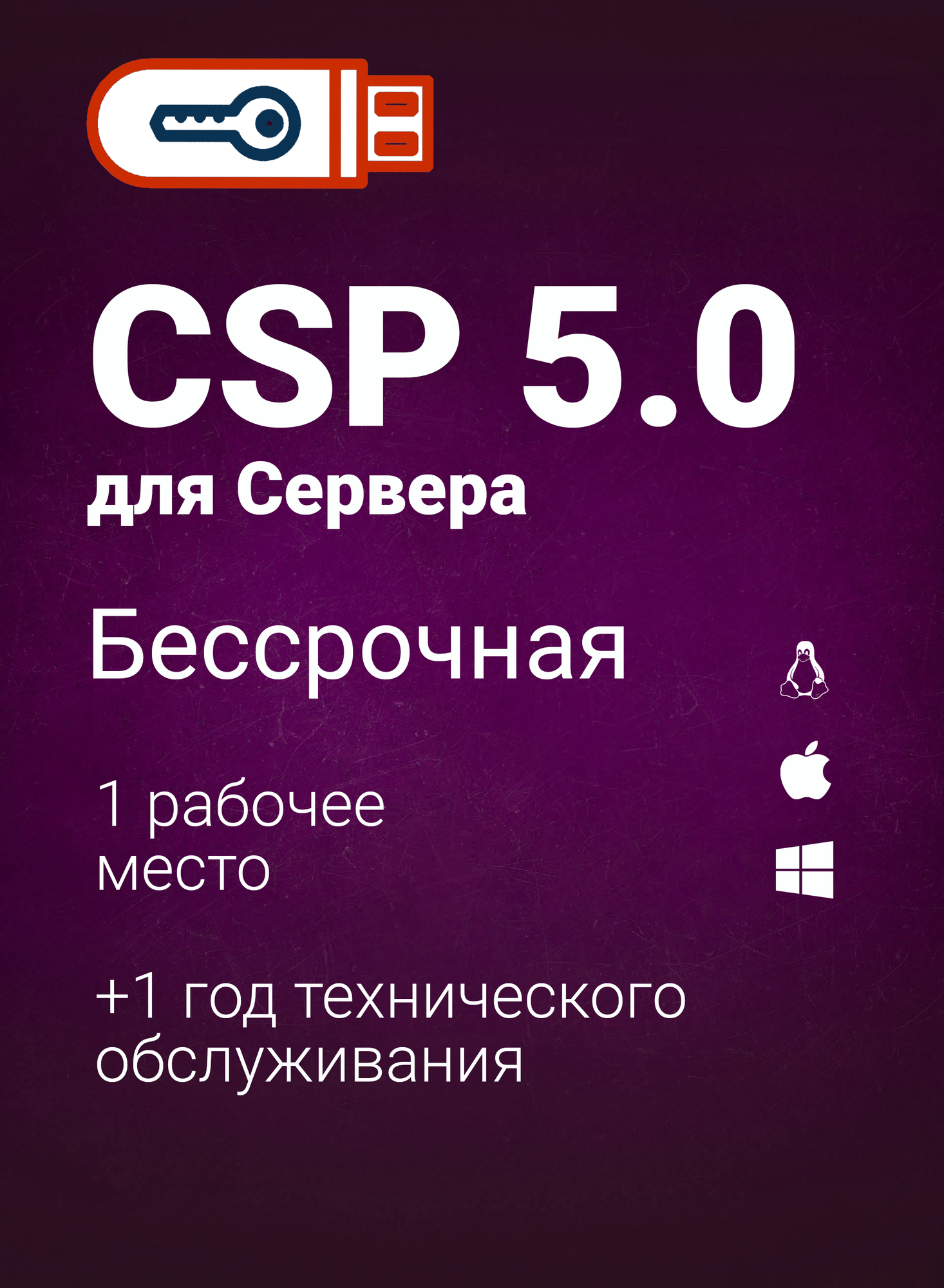 Ключ CSP 5.0 для сервера, Windows, Mac, Linux, бессрочная лицензия, 1 ПК