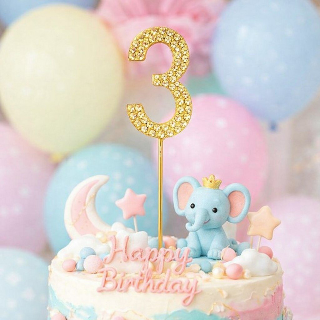 Топпер 3 металлический золотистый со стразами — фото 1