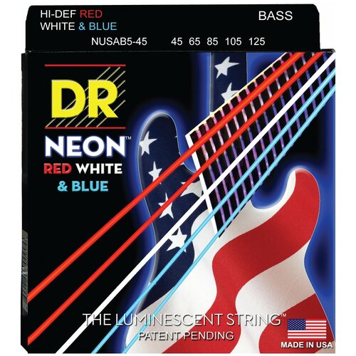 Струны для 5 ти струнной бас гитары DR String NUSAB5-45 dr nob 50 hi def neon струны для 4 струнной бас гитары с люминесцентным покрытием оранжевые 50