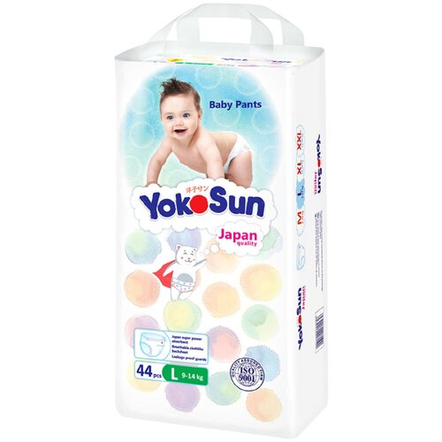 YokoSun трусики L, 9-14 кг, 44 шт., белый yokosun трусики eco l 9 14 кг 44 шт 3 уп