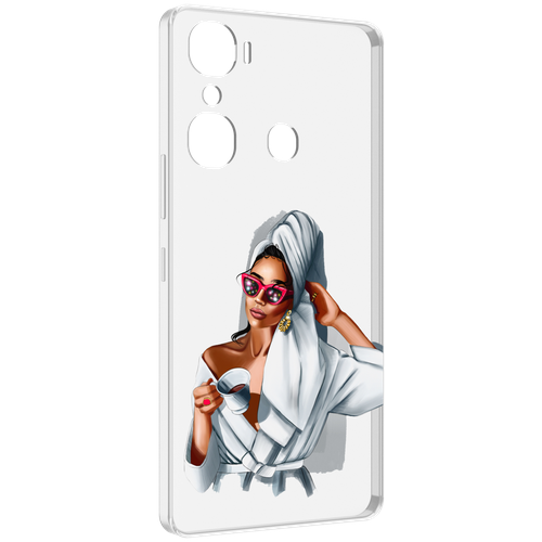 Чехол MyPads Девушка в белом халате женский для Infinix Hot 12 Pro задняя-панель-накладка-бампер