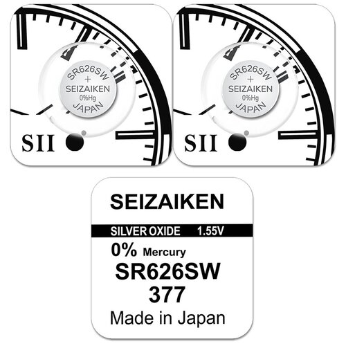 Батарейка SEIKO Seizaiken 377 (SR626SW, SR66, AG4), 2 шт. батарейка seiko seizaiken 377 sr626sw sr66 ag4 30 шт