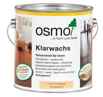 OSMO Масло с воском Осмо для твердых пород древесины Osmo Klarwachs 1101 0,125 л. 1101 Бесцветный