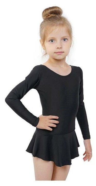 Grace Dance Купальник гимнастический с юбкой, с длинным рукавом, размер 36, цвет чёрный - фотография № 16