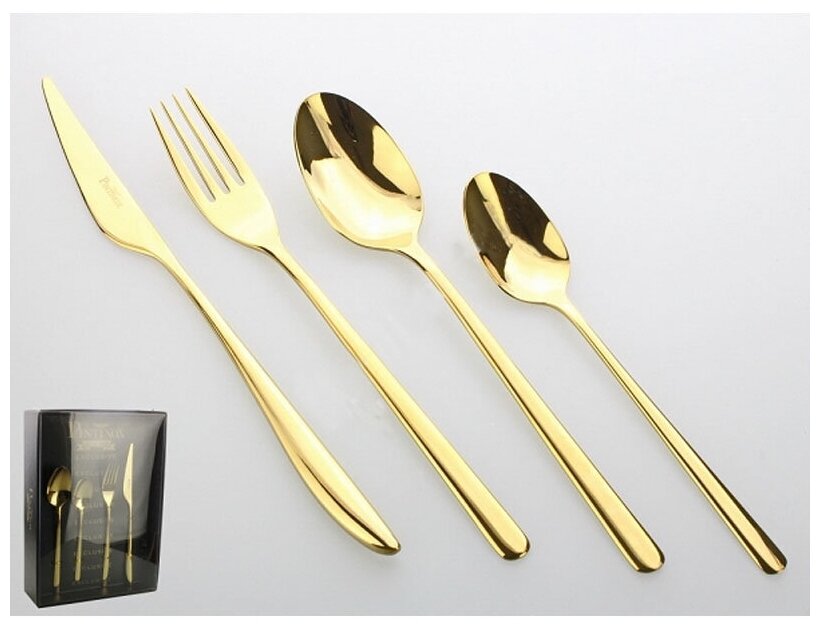 Набор столовых приборов Pintinox Florence pvd Gold, 24 предмета - фото №3