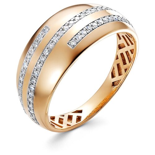 Кольцо Vesna jewelry, красное золото, 585 проба, родирование, бриллиант, размер 17.5, бесцветный