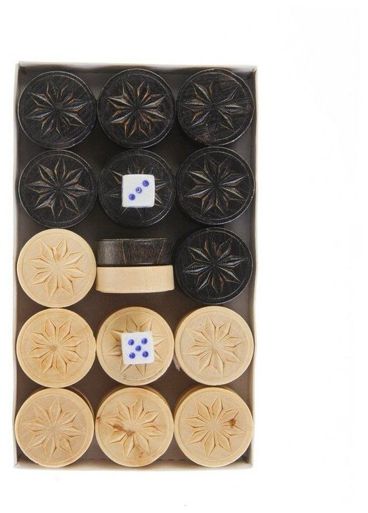 Фишки для нард 'Восьмилистник', дерево d2.8 см — фото 1