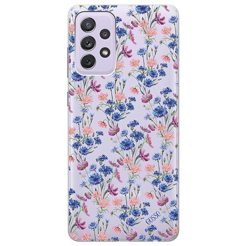 Ультратонкий силиконовый чехол-накладка ClearView 3D для Samsung Galaxy A72 с принтом Lovely Cornflowers ультратонкий силиконовый чехол накладка clearview 3d для samsung galaxy a72 с принтом magic butterflies