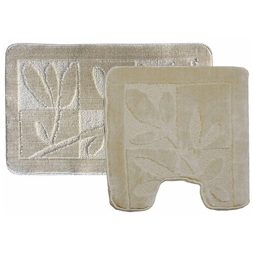 набор ковриков Лавр для ванной 50х80см и для туалета 55х55см бежевый