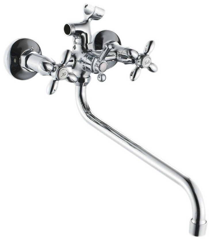 Смеситель для ванны Maxonor MN2227 длинный излив, переключатель в корпусе (хром)