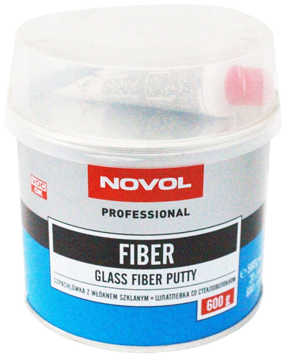 Шпатлевка автомобильная полиэфирная со стекловолокном Novol Professional Glass Fiber Putty банка 600г + отвердитель Betox-50PC туба 20г - 1222