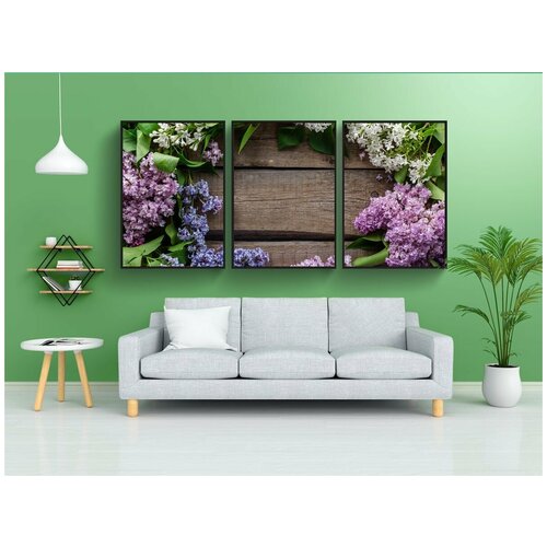 фото Набор модулных постеров для интерьера "цветы, открытка, пурпурный" 60x90 см. в тубусе, без рамки lotsprints