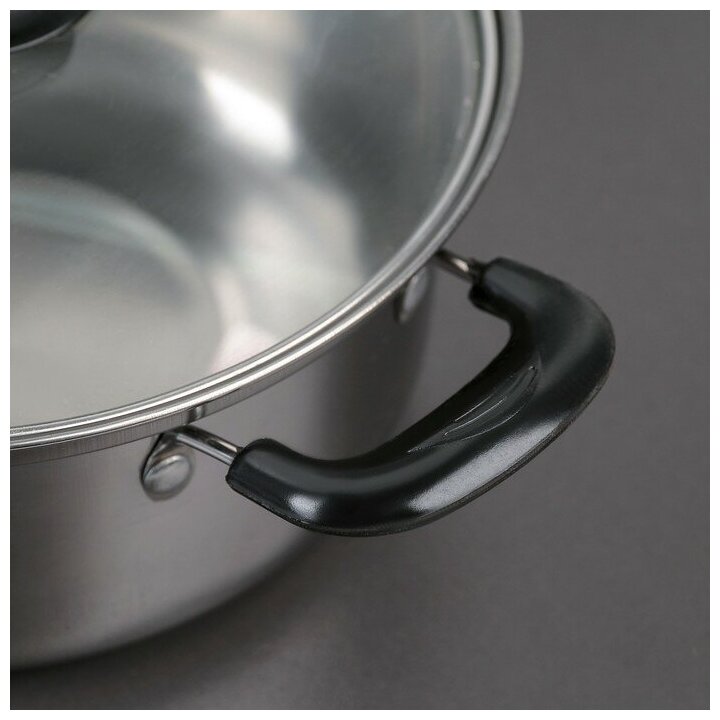 Набор посуды из нержавеющей стали, 3 предмета: кастрюли 1 л, 1,4 л, 1,8 л, d=15/17/18,5 см, крышки, индукция