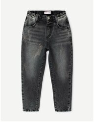 Чёрные джинсы Loose со стразами для девочки Gloria Jeans, размер 2-3г/98
