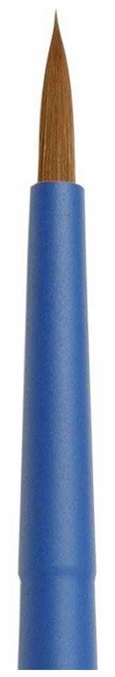 Кисть синтетика №4 круглая Roubloff "Aqua" ручка короткая синяя, покрытие обоймы soft-touch - фото №2