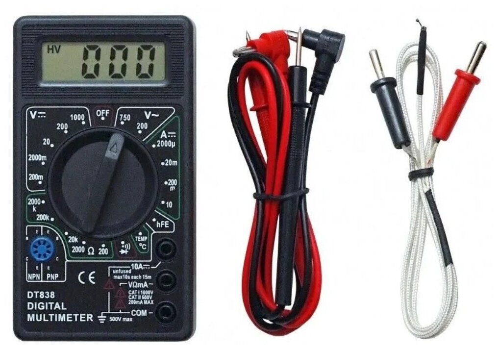 Портативный цифровой мультиметр со звуковой прозвонкой и термопарой (тестер электрический) LTX DT-838
