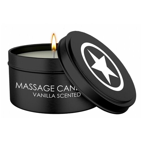 Массажная свеча с ароматом ванили Massage Candle, Shots Media BV, воск, черный массажное масло с ароматом ванили 150 мл