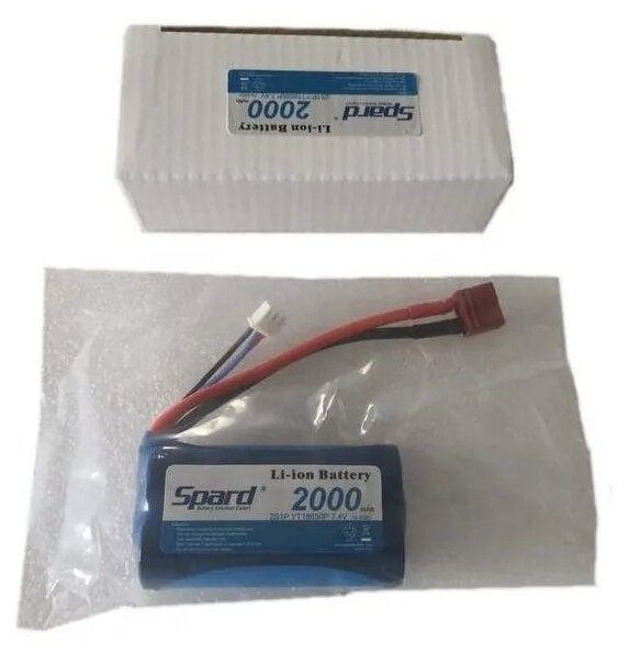 Аккумулятор Li-Ion Spard 2000mAh, 7,4V, 15C, T-plug для Remo Hobby 1|16 - YT18650P