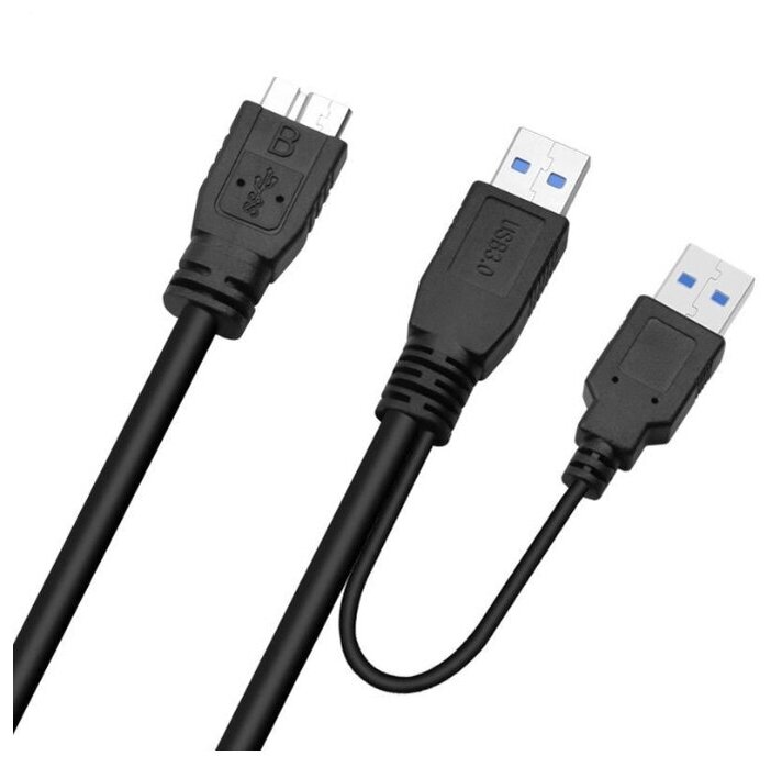 Кабель 2хUSB 3.0(m) - micro USB 3.0(m), Y-кабель (Для подключения жестких дисков)/Дисконт63 — фото 1