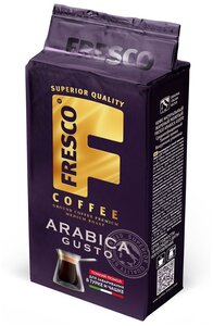 <b>Кофе</b> молотый Fresco Arabica Gusto <b>для</b> <b>турки</b> и чашки <span>вид зерен: арабика/робуста, степень обжарки: средняя, упаковка: вакуумная упаковка</span>