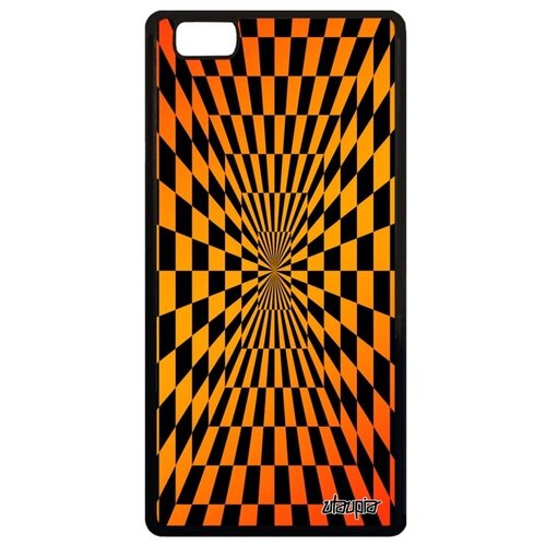 фото Защитный чехол на смартфон // huawei p8 lite 2015 // "иллюзия шахмат" картинки эффект, utaupia, оранжевый