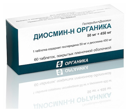 Диосмин-Н Органика таб. п/о плен., 50 мг+450 мг, 60 шт.