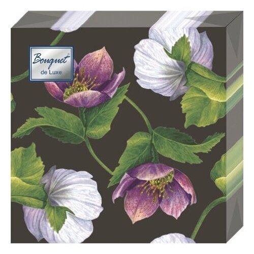 Купить Салфетки бумажные Bouquet “Декоративный цветок” 1 упаковка по 25 штук, размер 24х24 сантиметра, 3-х слойные.