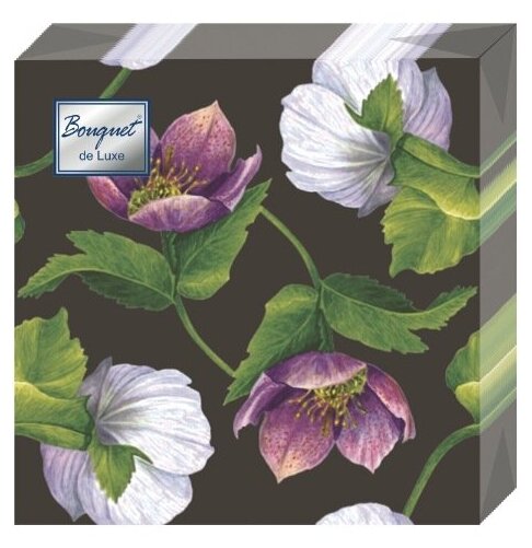 фото Салфетки бумажные Bouquet “Декоративный цветок” 1 упаковка по 25 штук, размер 24х24 сантиметра, 3-х слойные.