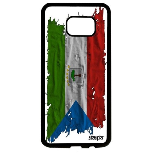 фото Красивый чехол на мобильный // samsung galaxy s7 edge // "флаг гвинеи экваториальной на ткани" страна стиль, utaupia, белый