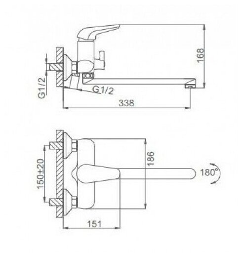 Смеситель с душевой лейкой Frud R102 R22102, - фотография № 5