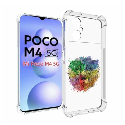 Чехол MyPads разноцветный гордый лев для Xiaomi Poco M4 5G задняя-панель-накладка-бампер