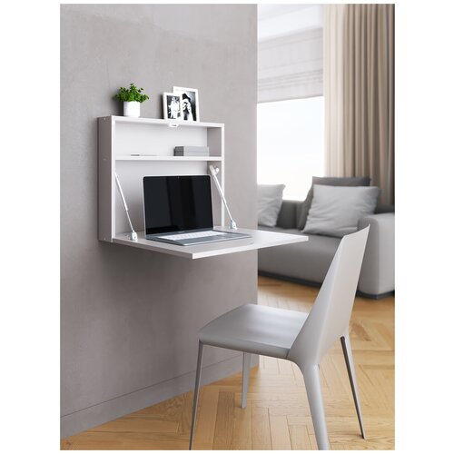 фото Настенный откидной стол для ноутбука "holidays" квадратный,цвет серый