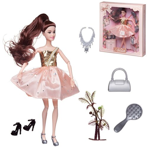 Кукла Junfa Atinil Мой розовый мир в платье со звездочками на юбке, 28см, шатенка кукла atinil сумочка и расческа в комплекте коробке
