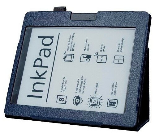 Чехол-обложка MyPads для PocketBook 840-2 InkPad 2 из качественной эко-кожи закрытого типа с магнитной крышкой синий кожаный