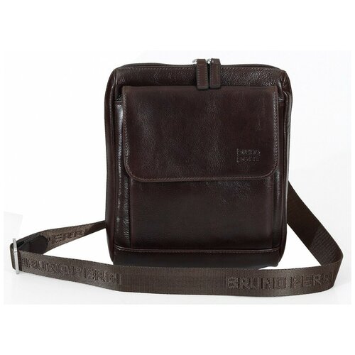 фото Сумка кросс-боди bruno perri, натуральная кожа, регулируемый ремень, коричневый