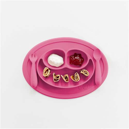 Ezpz Набор детской силиконовой посуды из 3х предметов Mini Feeding Set, Ярко-розовый