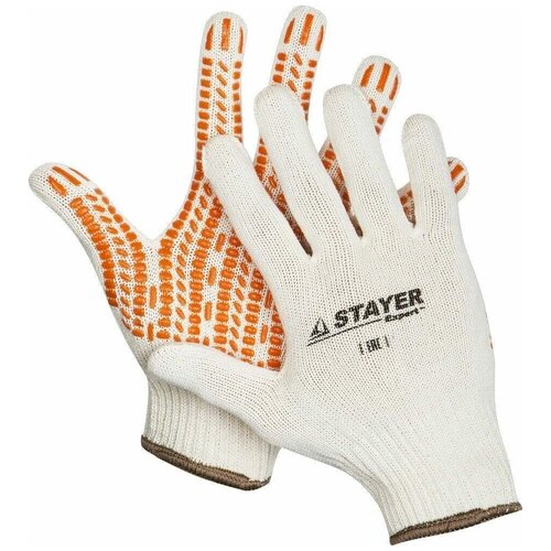 фото Stayer track, размер l-xl, перчатки с увеличенной площадью пвх-гель покрытия "протектор", х/б 10 класс.