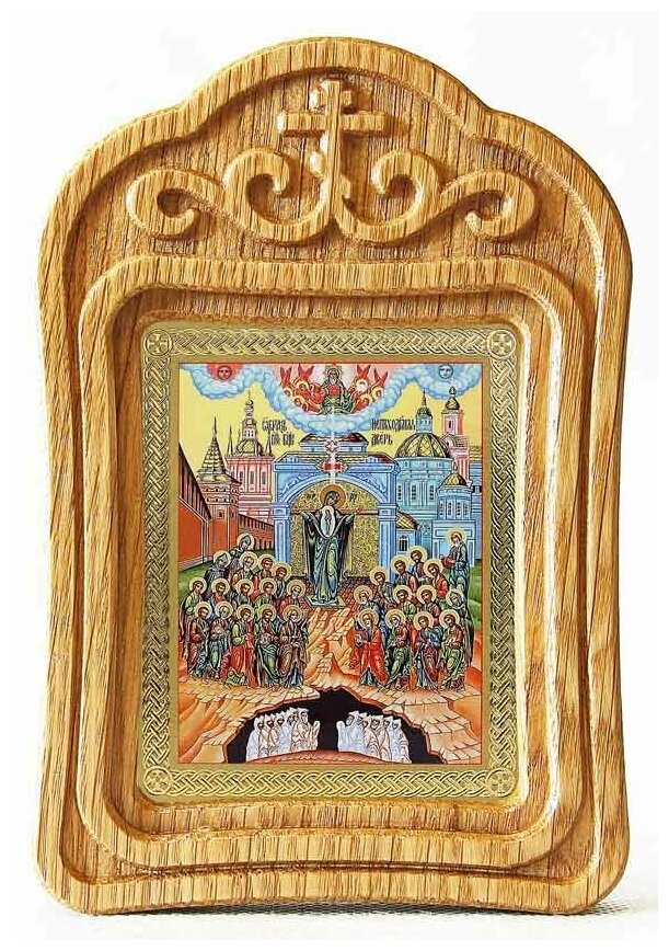 Икона Божией Матери "Непроходимая Дверь", резная деревянная рамка