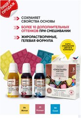 Набор пищевых красителей CHOCOLATE креда (KREDA) 3 цвета Oil-gel (плюс карта смешивания цветов), жирорастворимые гелевые, 3шт*20мл