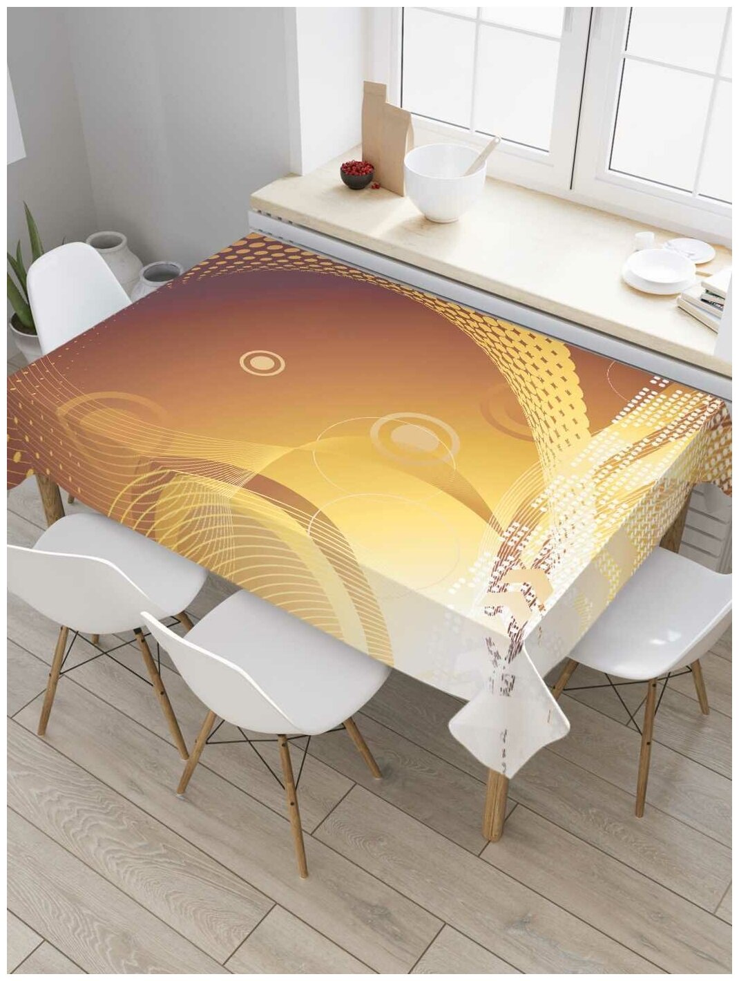 Скатерть прямоугольная JoyArty на кухонный стол "Вектор техно" из оксфорда, 120x145 см