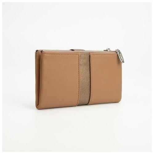 фото Кошелёк женский, 2 отдела на кнопке, цвет бежевый нет бренда