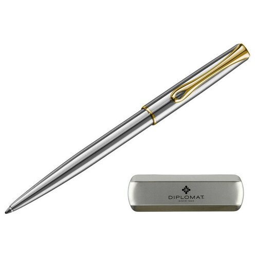 Ручка шариковая DIPLOMAT Traveller stainless steel gold синий D10061109 , 1 шт.