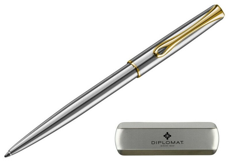 Ручка шариковая DIPLOMAT Traveller stainless steel gold синий D10061109 , 1 шт.